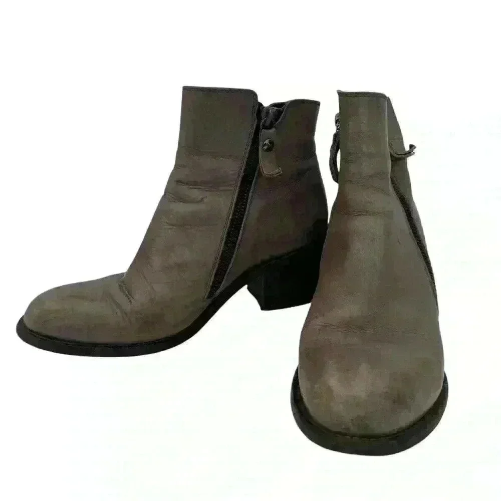 AGL Double Zipper Gray Ankle Boots Sz 8 EU 38 Pre loved